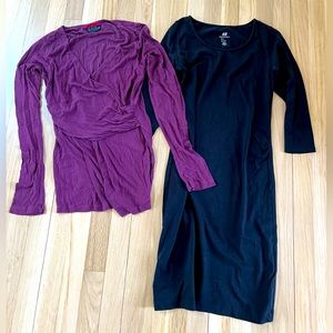 Velvet X Pea in the Pod faux wrap shirt / H&M Mama black dress. Size Small